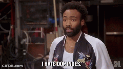 A Man In A Bomber Jacket Says I Hate Dominoes . GIF