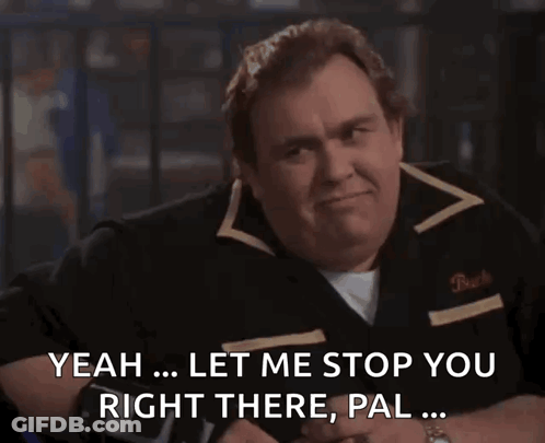 A Man In A Bowling Shirt Says Yeah Let Me Stop You Right There Pal . GIF
