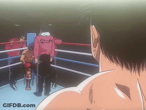 A Man In A Boxing Ring Is Wearing A Shirt That Says ' Samurai ' On It GIF