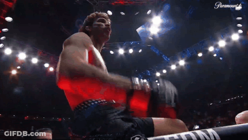 A Man In A Boxing Ring With Paramount Written On The Bottom GIF