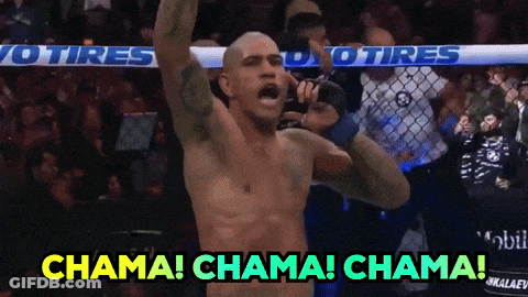 A Man In A Boxing Ring With The Word Chama On The Bottom Right GIF