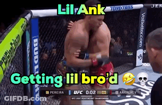 A Man In A Boxing Ring With The Words Getting Lil Bro 'D On The Bottom GIF