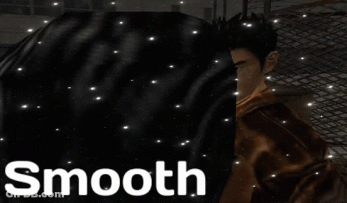 A Man In A Brown Jacket Is Standing In Front Of A Sign That Says Smooth GIF
