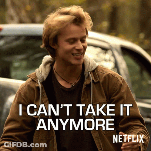 A Man In A Brown Jacket Says " I Can 'T Take It Anymore " In Front Of A Car GIF