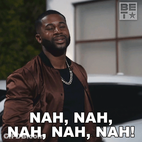 A Man In A Brown Jacket Says Nah Nah Nah GIF