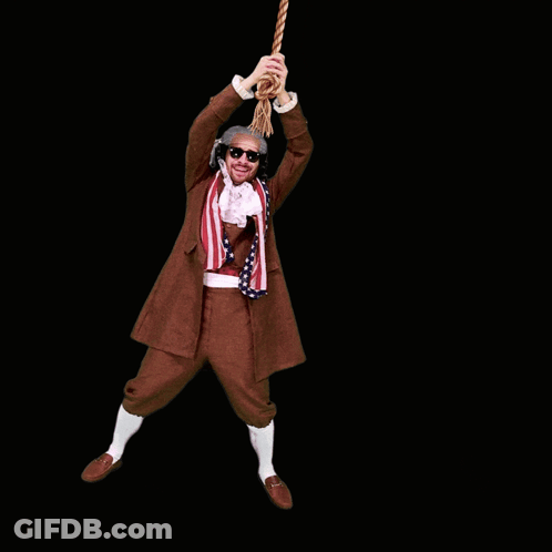 A Man In A Brown Suit Hanging From A Rope GIF