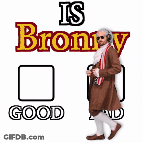 A Man In A Brown Suit Stands In Front Of A Checklist That Says " Is Bronny Good And Bad " GIF