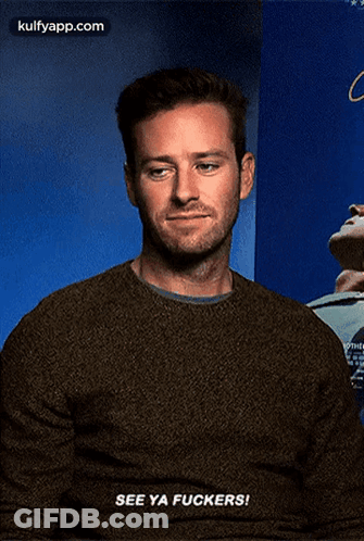 A Man In A Brown Sweater Is Saying " See Ya Fuckers " GIF