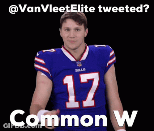 A Man In A Buffalo Bills Jersey With The Number 17 GIF