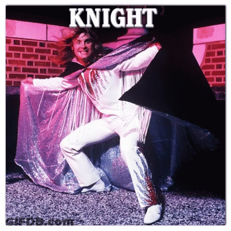 A Man In A Cape With The Word Knight On The Bottom GIF
