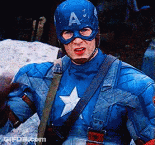 A Man In A Captain America Costume Is Wearing A Blue Helmet With The Letter A On It . GIF