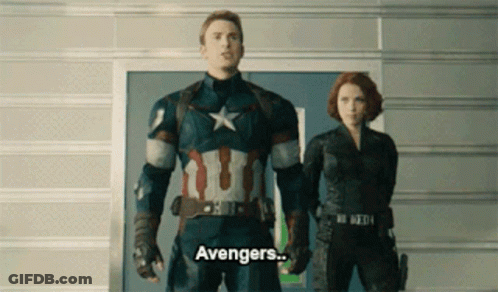 Captain America Stands Next To Woman Says Avengers GIF