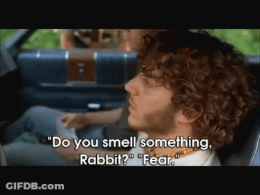A Man In A Car Says " Do You Smell Something Rabbit ? " GIF