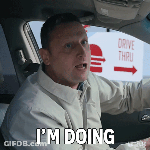 A Man In A Car Says " I 'M Doing " GIF