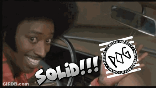 A Man In A Car With The Word Solid On The Bottom GIF