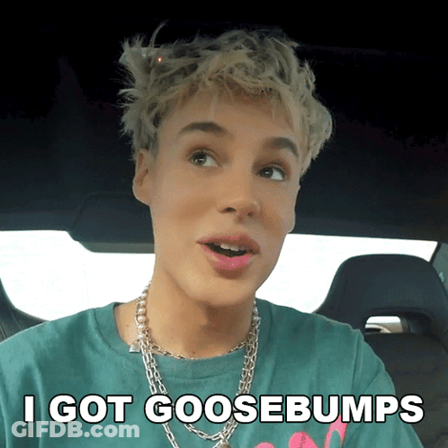 A Man In A Car With The Words I Got Goosebumps GIF
