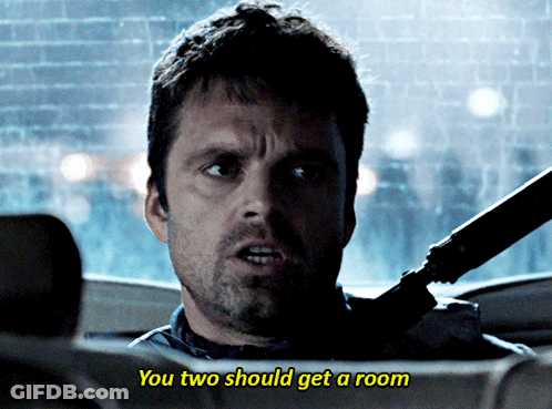 A Man In A Car With The Words You Two Should Get A Room Below Him GIF