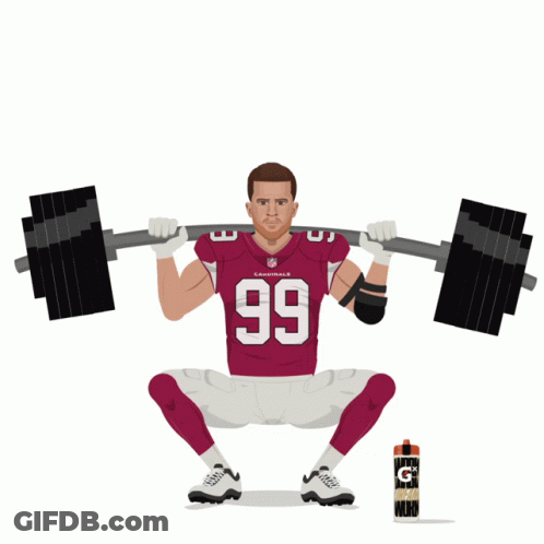 A Man In A Cardinals Jersey Is Lifting A Barbell GIF