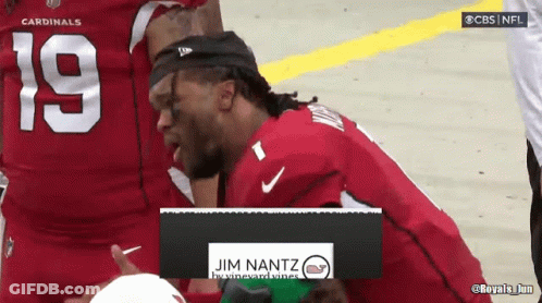 A Man In A Cardinals Jersey Kneeling Down GIF