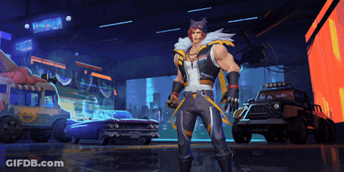 A Man In A Cat Hat Is Standing In A Garage With Cars GIF