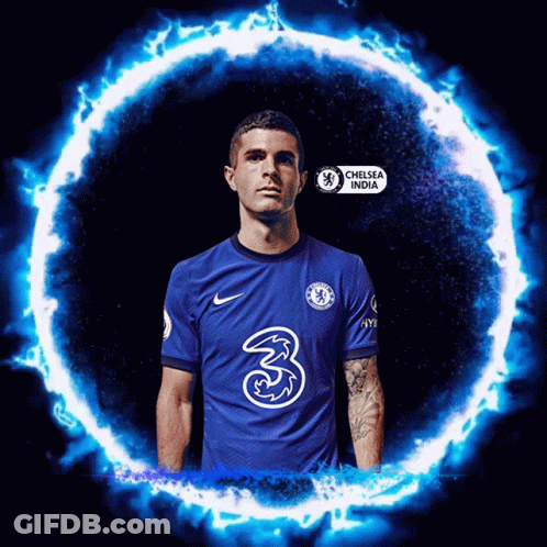 A Man In A Chelsea India Jersey Stands In A Circle Of Fire GIF