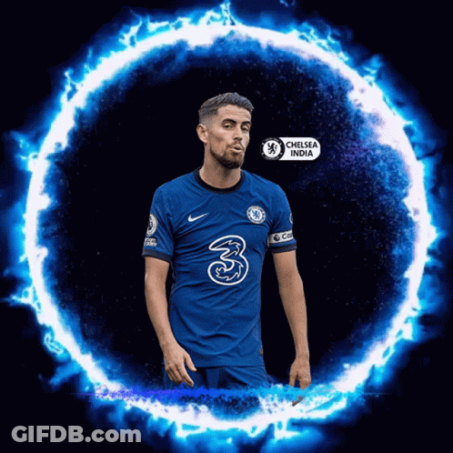 A Man In A Chelsea India Jersey Stands In A Circle Of Fire GIF