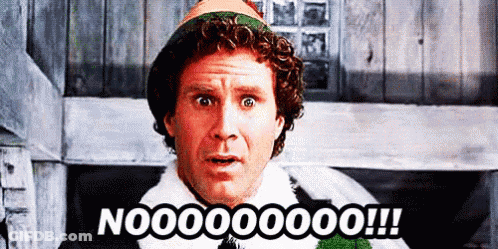 Elf Making Funny Face Saying Nooo GIF