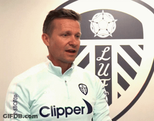 A Man In A Clipper Shirt Stands In Front Of A Shield GIF