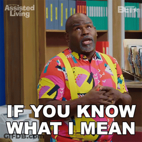A Man In A Colorful Shirt And Suspenders Is Saying `` If You Know What I Mean '' GIF