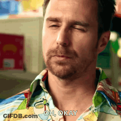 A Man In A Colorful Shirt Says " Oh Okay " GIF