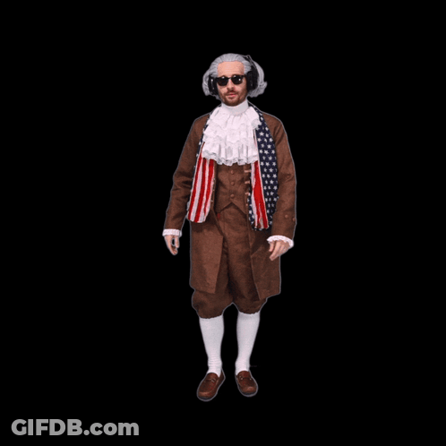 A Man In A Costume Says Farewell In White Letters On A Black Background GIF