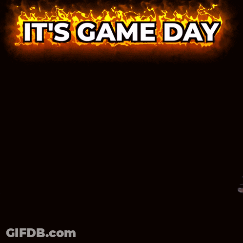 A Man In A Costume With The Words It 'S Game Day Written Above Him GIF