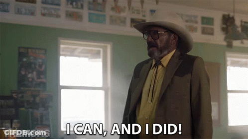 A Man In A Cowboy Hat And Suit Is Saying I Can And I Did GIF
