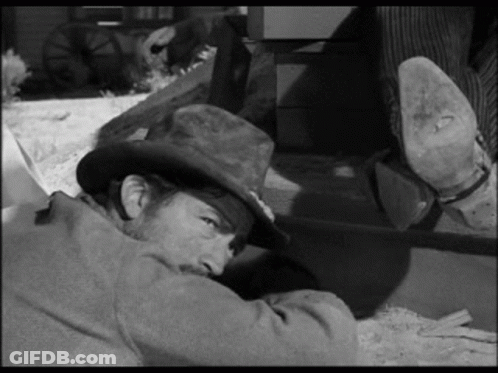 A Man In A Cowboy Hat Is Laying On The Ground . GIF