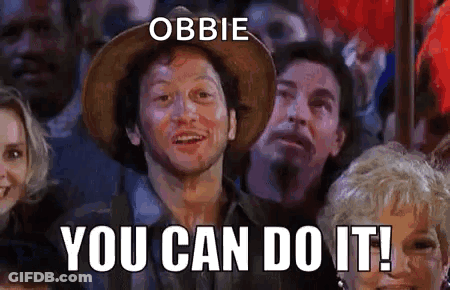 A Man In A Cowboy Hat Is Surrounded By People And Says You Can Do It GIF