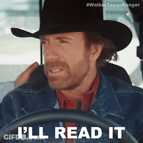 A Man In A Cowboy Hat Says I 'Ll Read It While Driving GIF