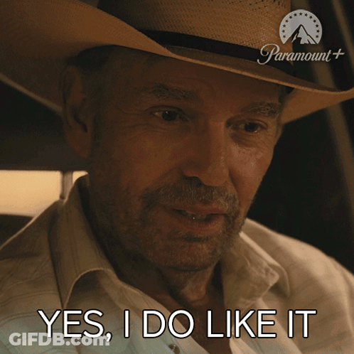 A Man In A Cowboy Hat Says " Yes , I Do Like It " GIF