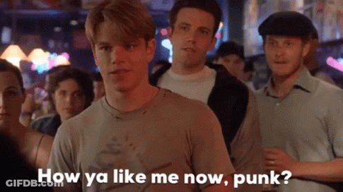 A Man In A Crowd Says " How Ya Like Me Now Punk ? " GIF
