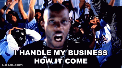A Man In A Crowd Says " I Handle My Business How It Come " In Front Of A Crowd GIF