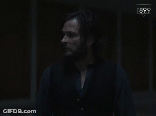 A Man In A Dark Room With The Words " You Mean There 'S A Pattern To It " GIF