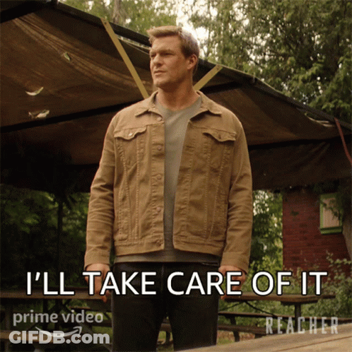 A Man In A Denim Jacket Says I 'Ll Take Care Of It In Front Of A Canopy GIF