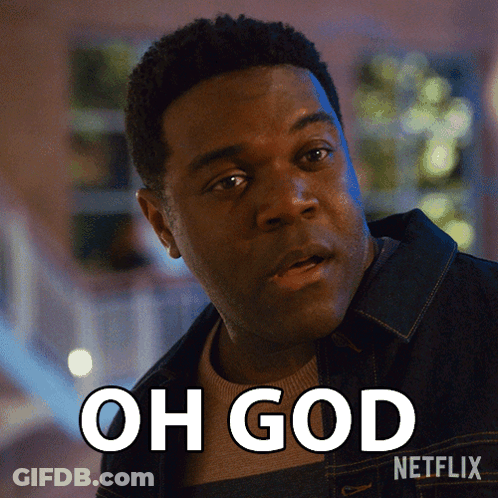 A Man In A Denim Jacket Says Oh God Netflix On The Bottom GIF