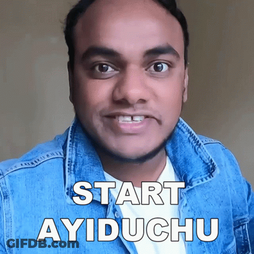 A Man In A Denim Jacket Says Start Ayiduchu GIF