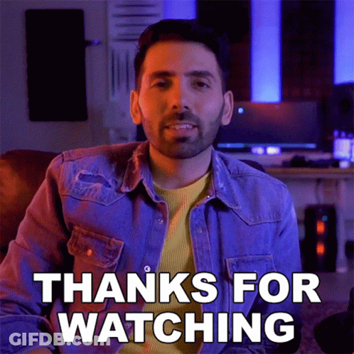A Man In A Denim Jacket Says " Thanks For Watching " GIF