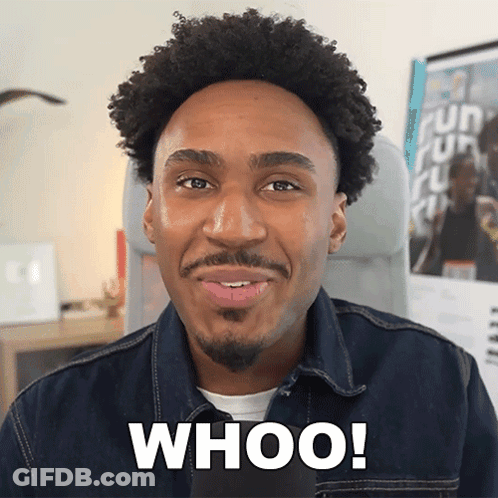 A Man In A Denim Jacket Says Whoo In White Letters GIF