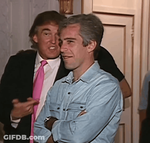 A Man In A Denim Shirt Is Standing Next To A Man In A Pink Tie GIF