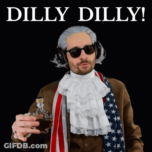 A Man In A Dilly Dilly Costume Is Holding A Glass GIF