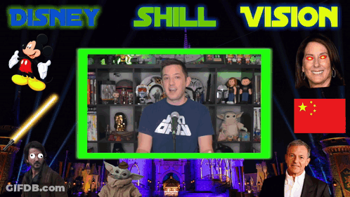 A Man In A Disney Shirt Stands In Front Of A Green Frame GIF