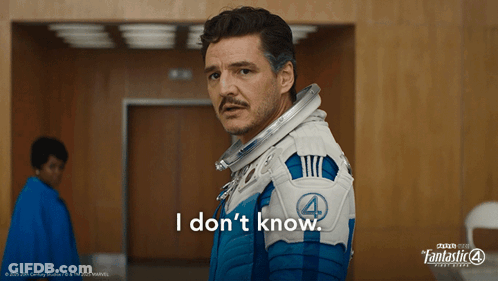 A Man In A Fantastic 4 Outfit Says I Don 'T Know GIF
