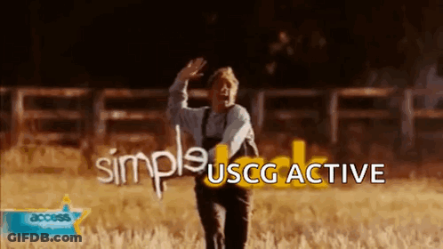 A Man In A Field With The Words Simple Uscg Active GIF